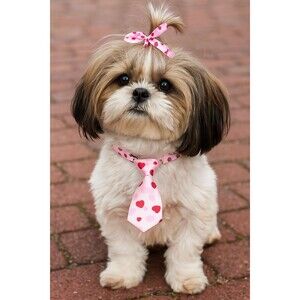 Pink Heart Tie Small / Medium Pet Collar - Cats / Dogs Valentine